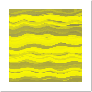 Yellow Abstract Waves Posters and Art